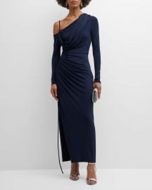 Jason Wu One Shoulder Ruched Jersey Midi Dress at Neiman Marcus