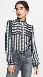 Jason Wu Striped Plaid Ruffle Blouse at Shopbop