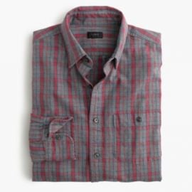 Jaspandeacute cotton shirt in heather slate plaid at J. Crew