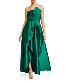 Jay Godfrey Callie Strapless Taffeta Gown w  Pleat Detail  amp  Draped Skirt at Neiman Marcus