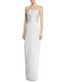 Jay Godfrey Darcy Strapless V-Neck Gown w  Slit at Neiman Marcus