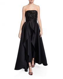 Jay Godfrey Egan Sequin Strapless Combo Jumpsuit with Satin Overskirt at Neiman Marcus