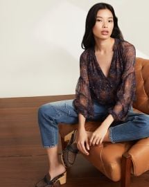 Jayce Vintage-Print Blouse at Veronica Beard