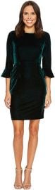 Jean 3/4 Bell Sleeve Velvet Sheath Dress by Donna Morgan at Amazon