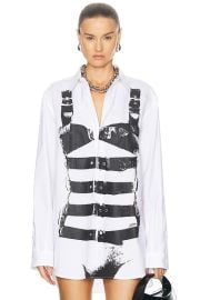 Jean Paul Gaultier Buckle Body Poplin Shirt in White Black FWRD at FWRD