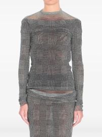 Jean Paul Gaultier Checked Mesh Top Grey at Farfetch