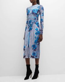 Jean Paul Gaultier Floral Printed Jersey Midi Dress at Neiman Marcus