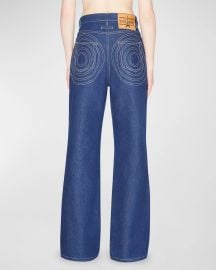 Jean Paul Gaultier High-Rise Topstiched Wide-Leg Denim Pants at Neiman Marcus