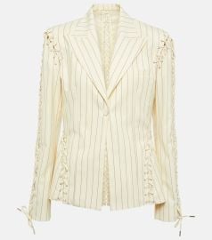 Jean Paul Gaultier Lace up striped twill blazer at Mytheresa