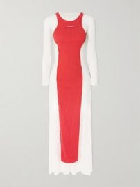 Jean Paul Gaultier Layered ribbed cotton jersey and mesh maxi dress at Net a Porter