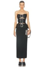 Jean Paul Gaultier Leather Trimmed Buckle Detail Bustier Gown at FWRD