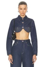 Jean Paul Gaultier Madonna Inspired Denim Crop Jacket in Indigo Tabac FWRDMadonna Inspired Denim Crop Jacket at FWRD