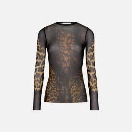 Jean Paul Gaultier Mesh Long Sleeve Printed Top With Lace at Net a Porter