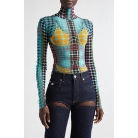 Jean Paul Gaultier Re-Edition Polka Dot Trompe l\'Oeil Long Sleeve Mesh Top at Nordstrom