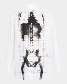 Jean Paul Gaultier Squeletor Print Cotton Poplin Shirt at Neiman Marcus
