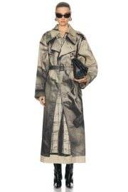 Jean Paul Gaultier Trench Trompe Loeil Oversize Trench Coat in Sand Black FWRD at FWRD