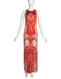 Jean Paul Gaultier Vintage SS 2001 Red Art Nouveau Sheer Cutout Tank M Amarcord Vintage Fashion at Amarcord