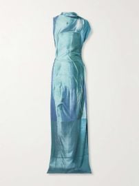 Jean Paul Gaultier Water Print Draped Satin Maxi Dress at Net a Porter
