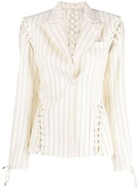 Jean Paul Gaultier lace-up Striped Blazer - at Farfetch