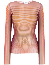 Jean Paul Gaultier stripe-pattern Mesh Top - at Farfetch