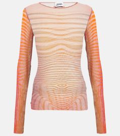 Jean Paul Gaultier stripe pattern mesh top at Mytheresa