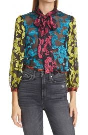 Jeannie Bow Collar Burnout Top at Nordstrom