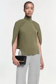 Jeannie Turtleneck Cape Tank Top - Army Green SIMKHAI at Simkhai