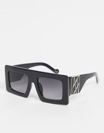 Jeepers Peepers womens flatbrow sunglasses in black at ASOS