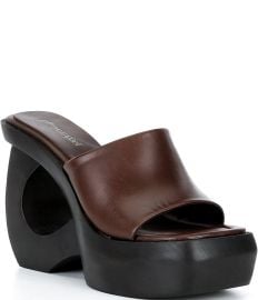 Jeffrey Campbell The-Idol Leather Wood Cut-Out Wedge Platform Slide Sandals at Dillards