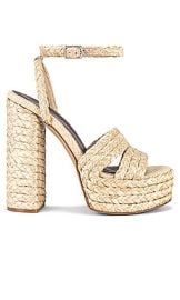 Jeffrey Campbell Yawl Platform Heeled Sandal In Natural Raffia at Revolve