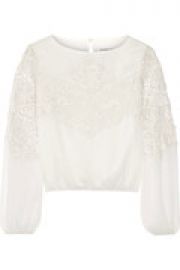 Jenelle georgette and guipure lace top at The Outnet