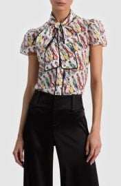 Jenie Stace Face Print Silk Button-Up Shirt at Nordstrom