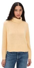 Jenni Kayne Cropped Jet Turtleneck Cashmere Pullover Pale Yellow XL at Shopbop