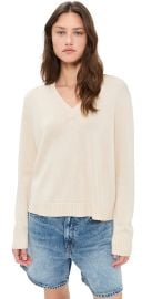 Jenni Kayne Simone V Neck Pullover Ivory XL at Shopbop