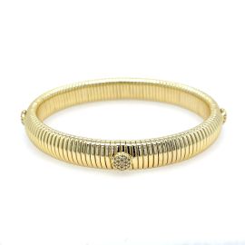 Jennifer Miller Pave Disc Flexible Bracelet in Yellow Gold at Jennifer Miller