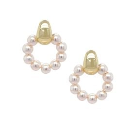 Jennifer Miller Pearl Hoop Earrings in Gold at Jennifer Miller