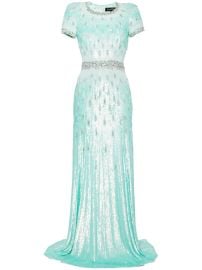 Jenny Packham Greta Sequinned Gown Green at Farfetch