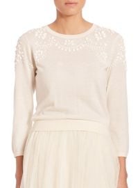 Jenny Yoo - Millie Embellished Sweater in White at Saks Fifth Avenue