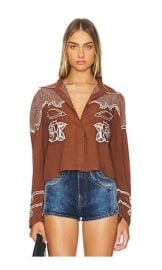 Jens Pirate Booty Jolene Button Down In Chocolate Brown Ivory at Revolve