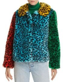 Jerri Color-Block Leopard-Print Faux Fur Coat by Alice  Olivia at Bloomingdales