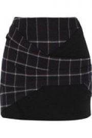 Jersey-paneled plaid twill mini skirt at The Outnet