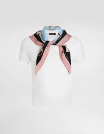 Jersey t-shirt with printed scarf in White for Women DolceampGabbana US at Dolce & Gabbana
