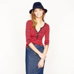 Jess Days red striped henley top at J. Crew