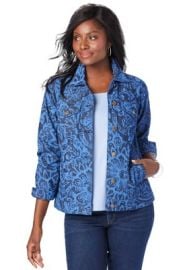 Jessica London Womens Plus Size Classic Cotton Denim Jacket 26 - Denim Scroll Medallion Target at Target