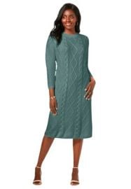 Jessica London Womenx27s Plus Size Cable Sweater Dress - 2224 Green Target at Target