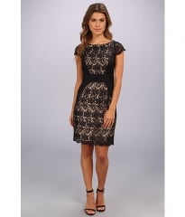 Jessica Simpson Cap Sleeve Fitted Dress With Contrast Panels Black at Zappos