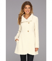 Jessica Simpson Jacquard Wool Coat Off White at Zappos