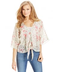 Jessica Simpson Martina Floral-Print Tie-Front Top - Juniors - Macys at Macys