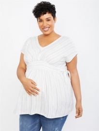 Jessica Simpson Striped Side Tie Maternity Top at Motherhood