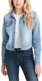 Jessica Simpson Women39s Plus Size Pixie Classic Feminine Fit Crop Jean Jacket at Women39s Coats Shop at Amazon